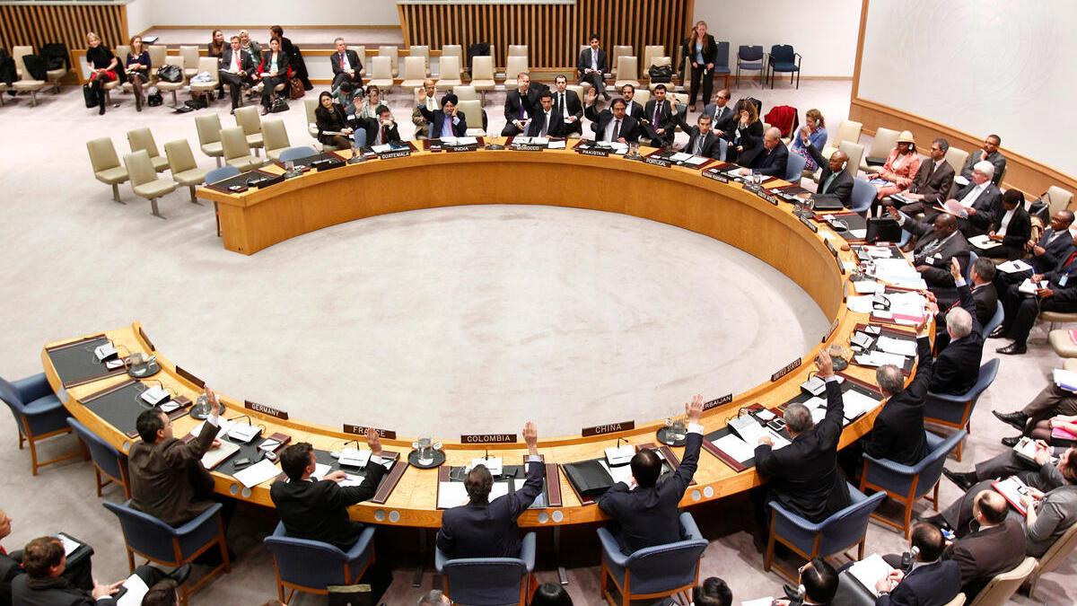 A wide view of the United Nations Security Council.