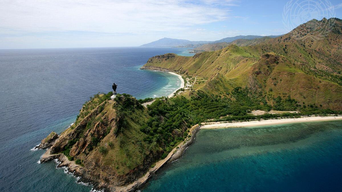 An aerial view of Chritu Rei in Dili.