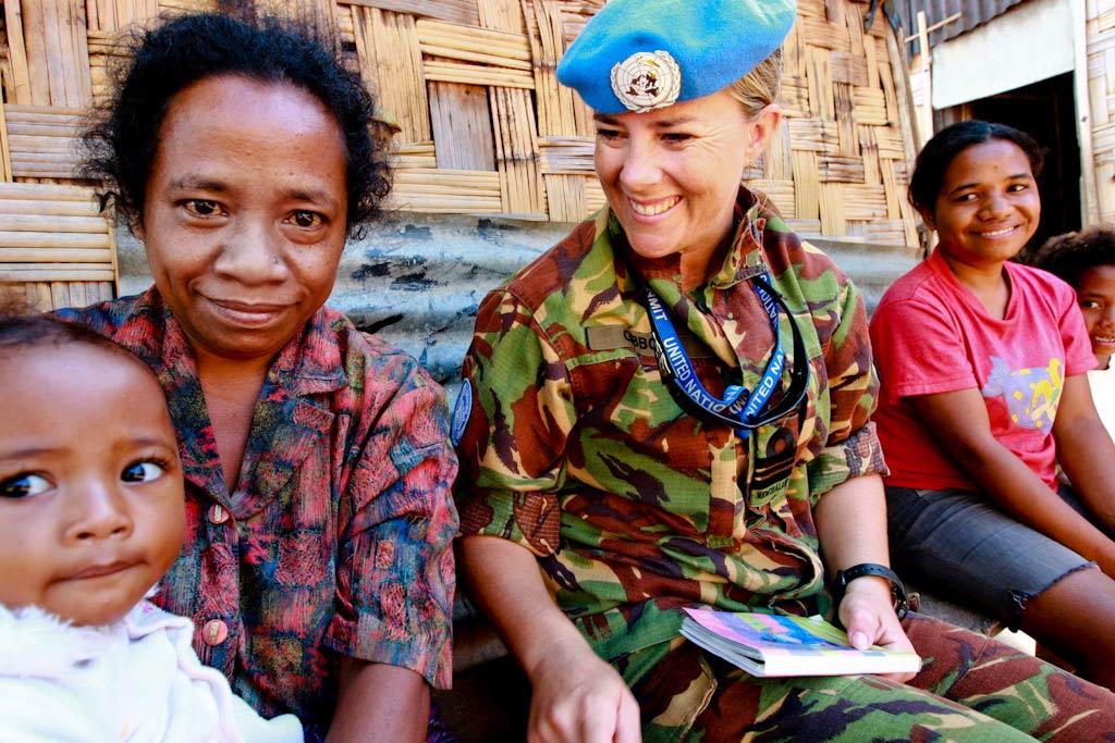 New Zealand Military Liaison Officer Philippa Gibbons pays a routine visit to Laulara village