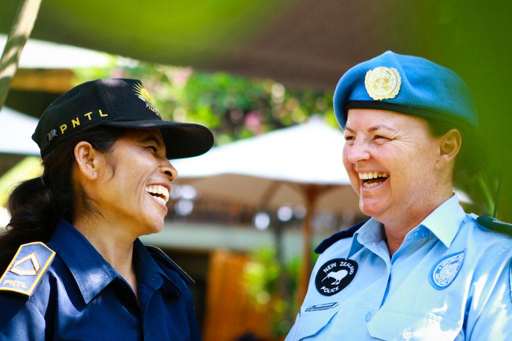 PNTL sergeant Cesarina Moreira and UN Police officer Helen Dickson