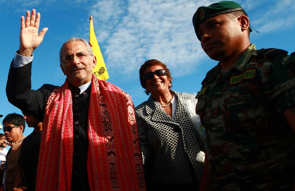 José Ramos-Horta, President of Timor-Leste waving to a crowd.